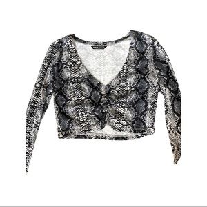 Snake skin long sleeve crop top